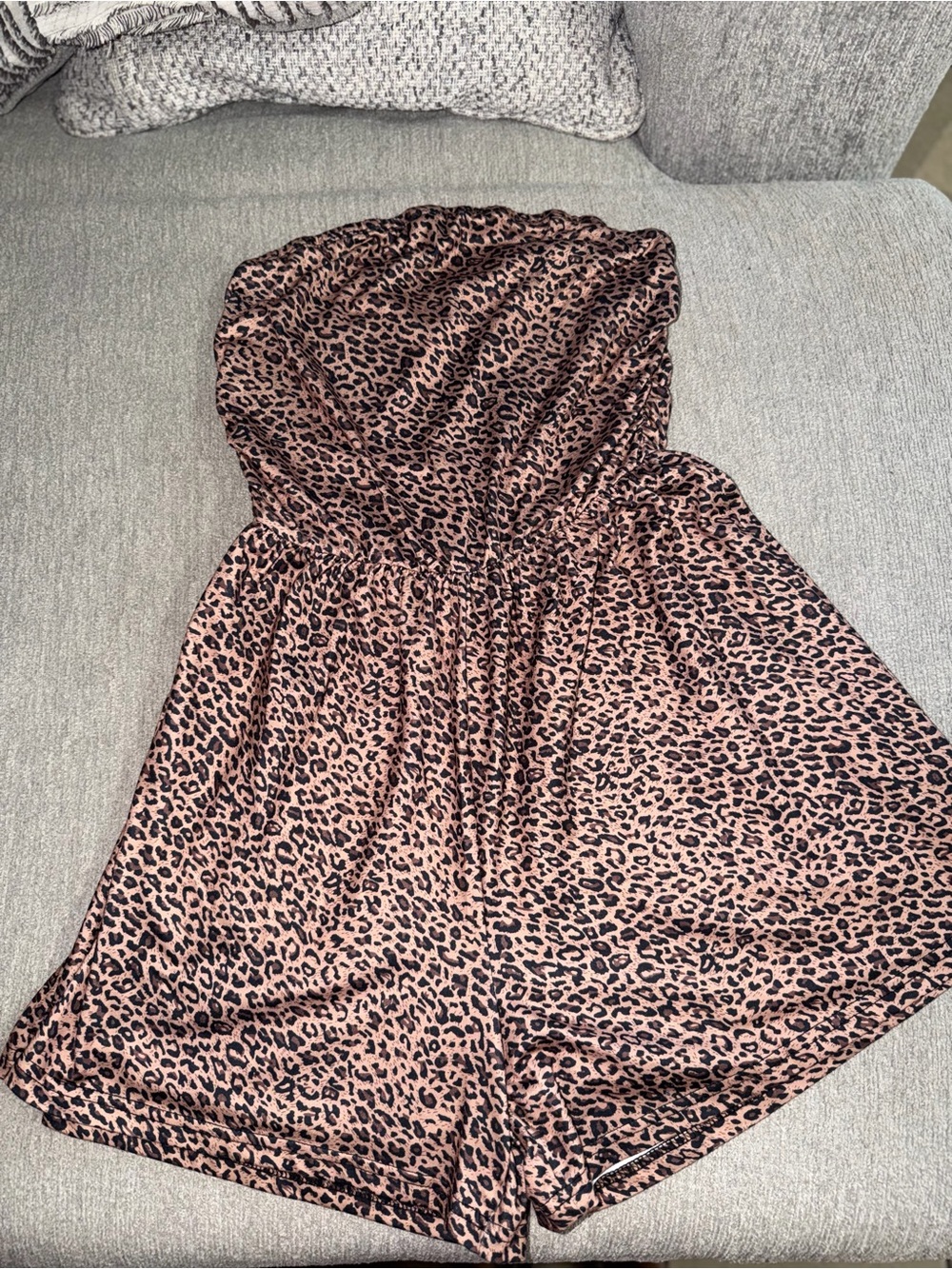 Strapless Leopard Print Dress in Brown